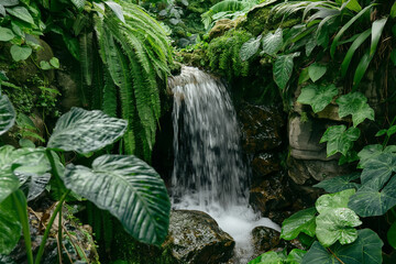 Small waterfall in house, small simulated ecosystem,