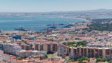 Lisbon on the Tagus river bank, central Portugal timelapse