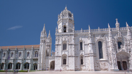 Naklejka premium The Jeronimos Monastery or Hieronymites Monastery is located in Lisbon, Portugal timelapse hyperlapse