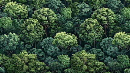 Verdant Canopy: Isometric Forest Illustration