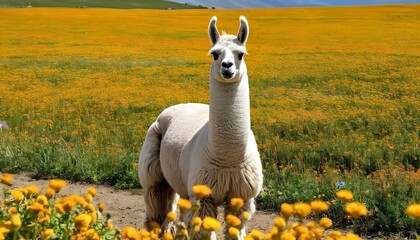 Fototapeta premium A Llama In A Field Of Flowers