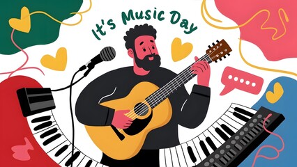 World Music Day poster with some musical instrument