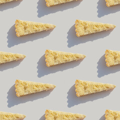Seamless pattern with Apricot Shortbread Cake on white background.