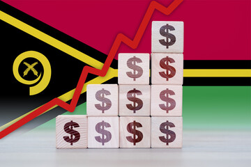 Vanuatu economic collapse, increasing values with cubes, financial decline, crisis and downgrade...