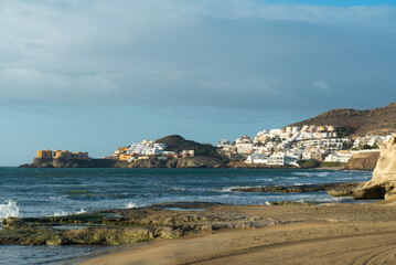 Fototapeta na wymiar Small town with beach in Almeria Spain, a relaxing place to spend your holidays