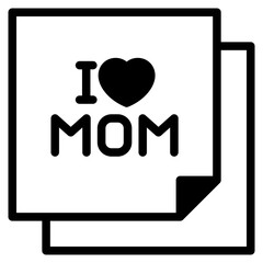 mothers day icon design, i love mom on sticky notes