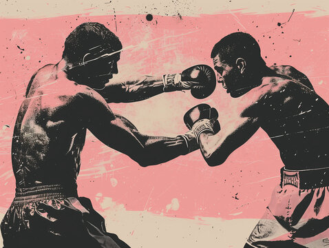 Boxers fignhting on ring illustration 