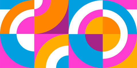 Fototapeta premium Abstract geometric background. Bauhaus, Memphis minimalist retro poster graphic illustration.