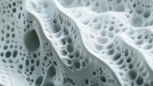 The intricate microstructure of bone marrow is captured in stunning detail, revealing the complex and porous texture that is crucial for biology and medical study. The disease phobia of trypophobia.