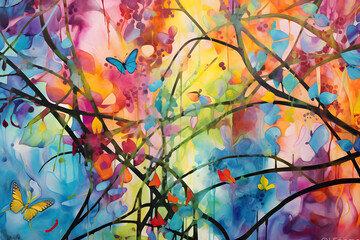 Obraz na płótnie Canvas Summer Solstice Jubilee, abstract landscape art, painting background, wallpaper, generative ai