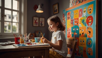 The essence of childhood wonder with a vibrant cartoon-style painting, every stroke a burst of playful nostalgia ai_generated