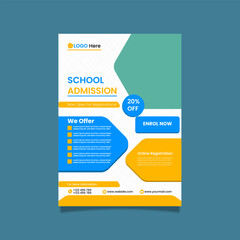 Modern online school education admission flyer poster template