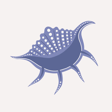 Cartoon illustration of blue spider conch. Cute hand drawn vector illustration of seashell