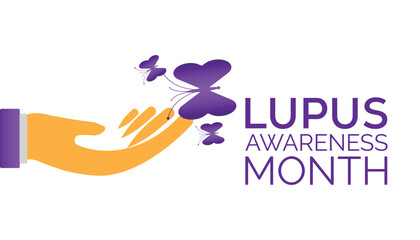 Fototapeta premium Lupus Awareness Month observed every year in May. Template for background, banner, card, poster with text inscription.