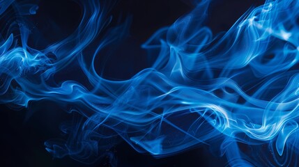 Obraz premium abstract blue smoke spreading in waves on a dark background