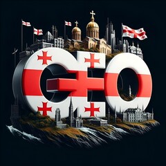 Word 'geo' with flag of georgia letter design