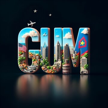 Gum letter with guam flag