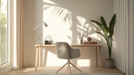 AI-generated illustration of a minimalist home office interior