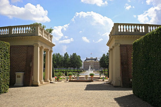 Netherlands, Apeldoorn - July 10, 2018: Het Loo Royal palace with park.