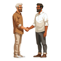 A man shakes a man's hand, a flat illustration isolated on a white background
