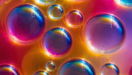 Bright colorful glowing bubbles, abstract liquid background