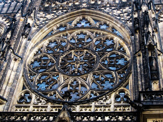 Obraz premium The Rose window of St Vitrus Cathedral in Prague.