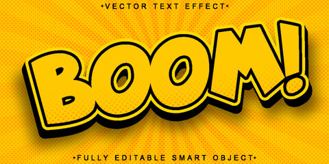 Yellow Pop Art Boom Vector Fully Editable Smart Object Text Effect © HUMA