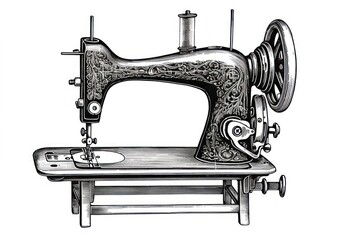 Sewing machine drawing sketch technology.