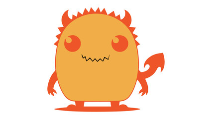 cartoon cute orange monster illustration, taco cute monster