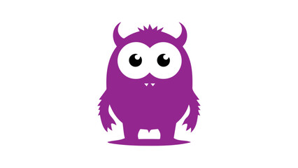 cartoon confused cute purple monster drawing in vector