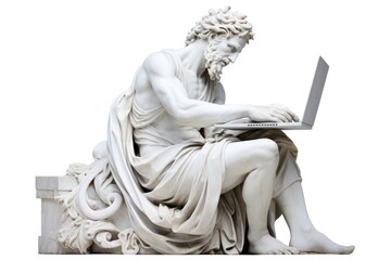 Greek sculpture using computer statue laptop art.