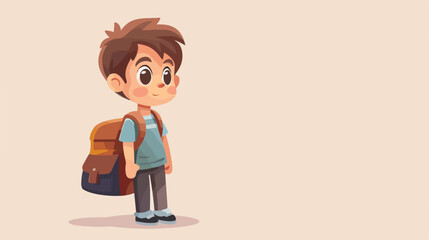 Cute little schoolboy on light background Vector illustration