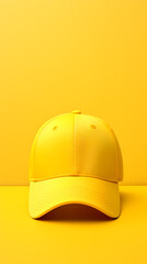 Yellow baseball cap on yellow background