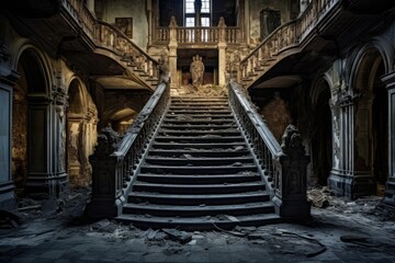 The Haunting Beauty of an Abandoned Asylum at Twilight: A Study in Decay, Desolation, and the...