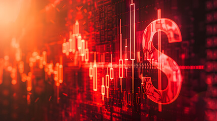 Digital backdrop featuring stock market graphs and charts on the right side. a dollar symbol in the foreground