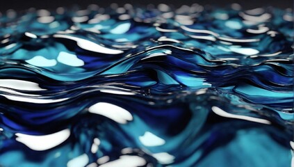Vibrant Geometric Patterns: Abstract Blue Glass with Smooth Flow in 3D Render Wallpaper for Creative Concepts
