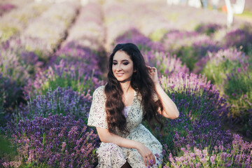 girl in a blooming lavender field