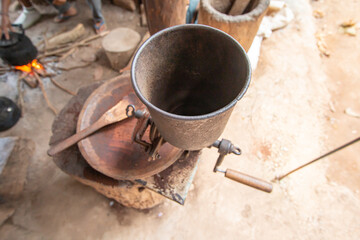 The traditional way of making coffee and boiling water.