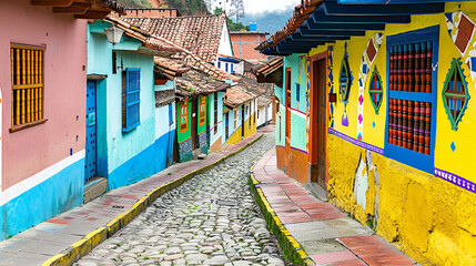 Street of a colonial city. 