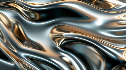 Abstract colorful liquid wave background, holographic surface ,Silver chrome metal texture with waves ,Liquid metal: a smooth and futuristic abstract background with metallic texture
