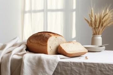 Whole wheat bread table food.