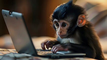 Endearing baby monkey novice data scientist 