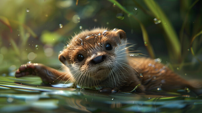 Enchanting baby otter beginner bioengineer 