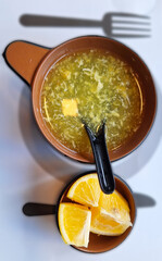 chicken clear soup with lemon