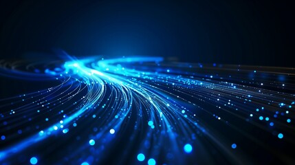 A blue line of light with many small blue dots