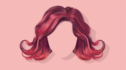 Female wig on color background Vector illustration. vector - obrazy, fototapety, plakaty