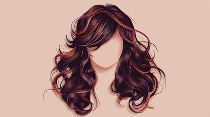 Female wig on color background Vector illustration. vector