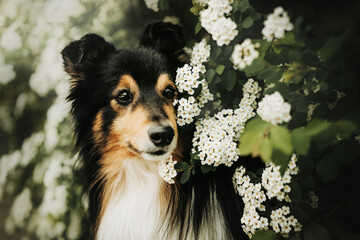 Spring Portrait of Sheltie (Shetland Sheepdog)