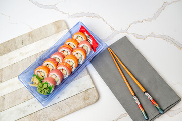 sushi, poke, bento food