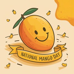 National Mango Day, Mango Day, Social Media Poster, National Mango Day poster, banner, card, poster, happy National Mango Day, Illustration, post, july 22, National Mango Day banner, flat design.  